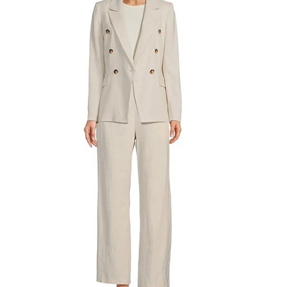 Alex Marie Linen Blend Wide Leg High Waist Tan Pant, Size 14 (XL) - Picture 2 of 9